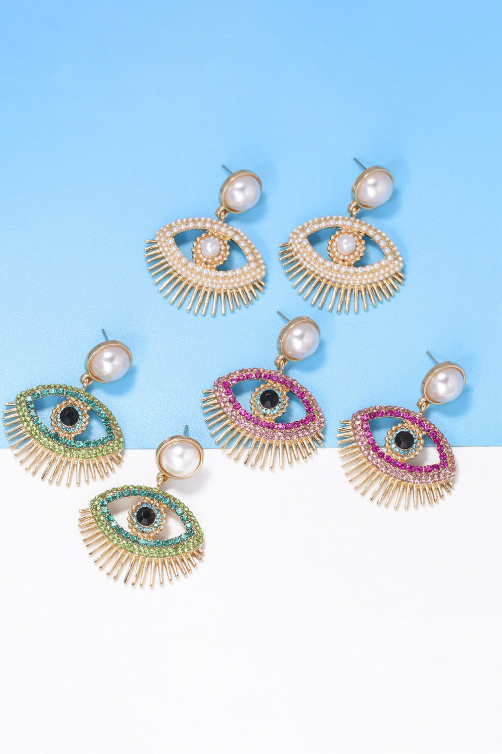 Evil Eye Shape Rhinestone Zinc Alloy Synthetic Dangle Earrings 