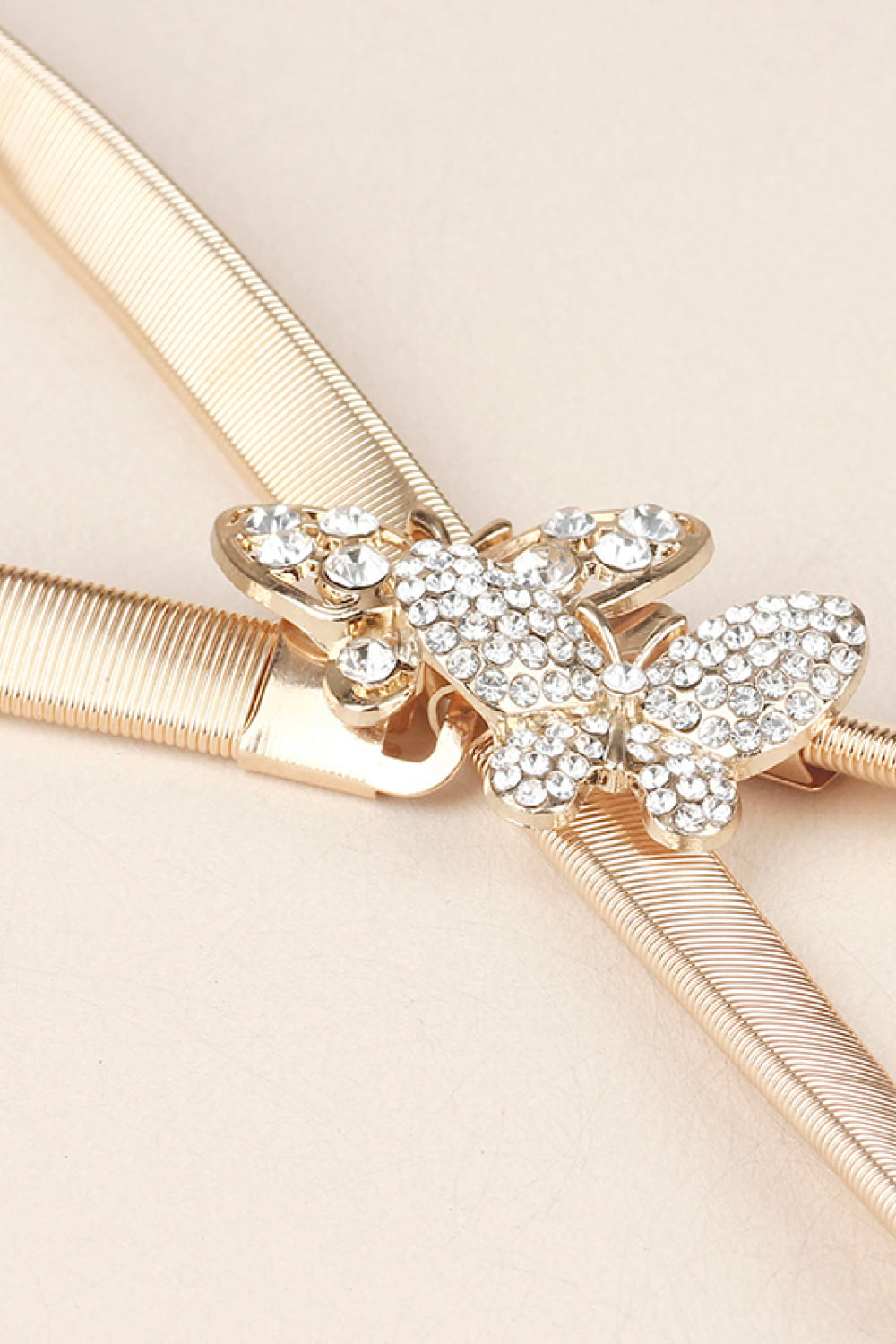 Rhinestone Butterfly Elastic Metal Belt 