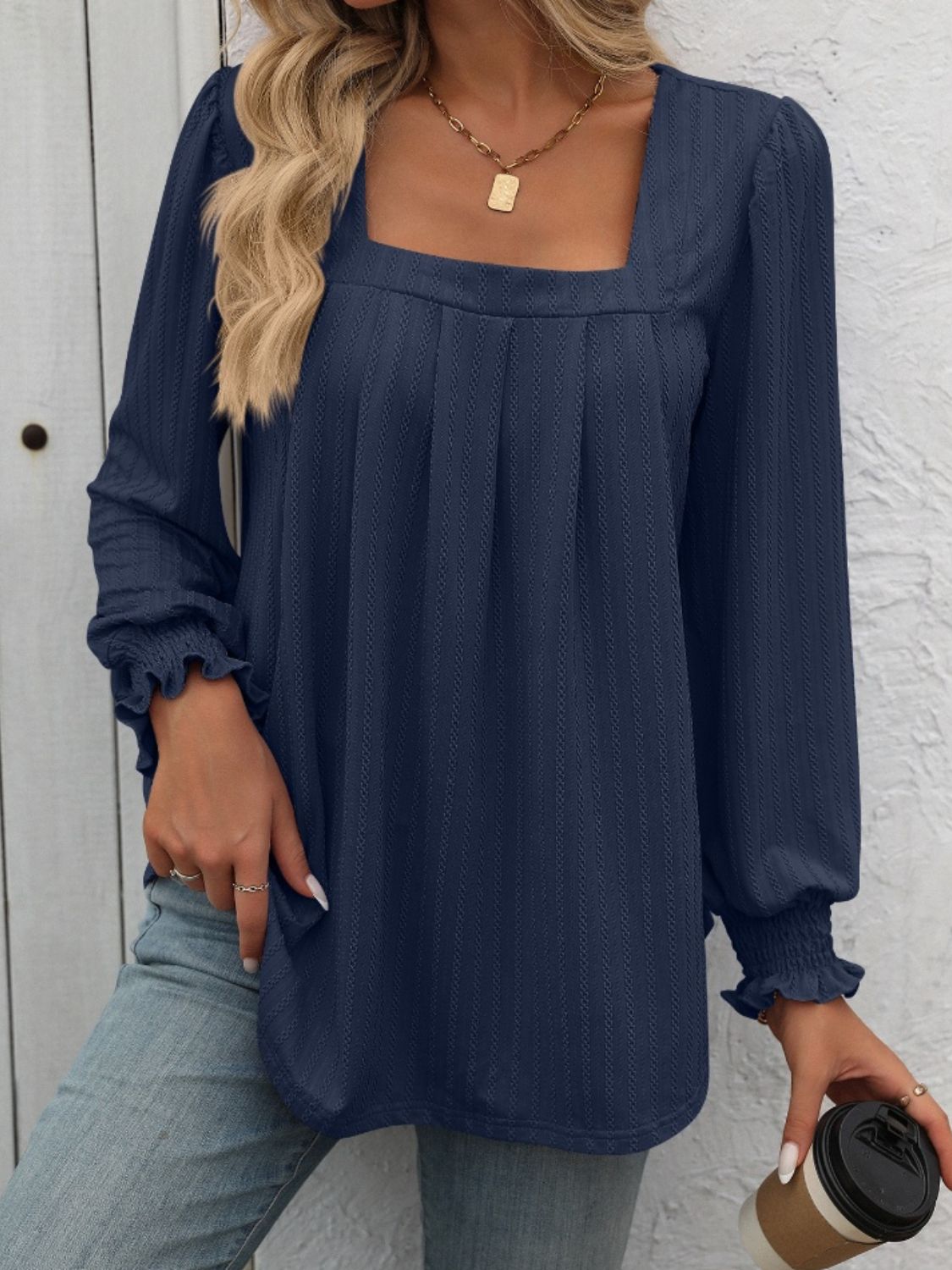 Mandy Square Neck Long Sleeve Top 