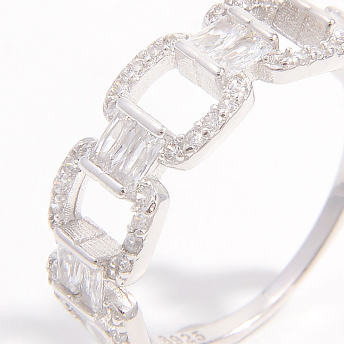 925 Sterling Silver Zircon Cutout Ring 
