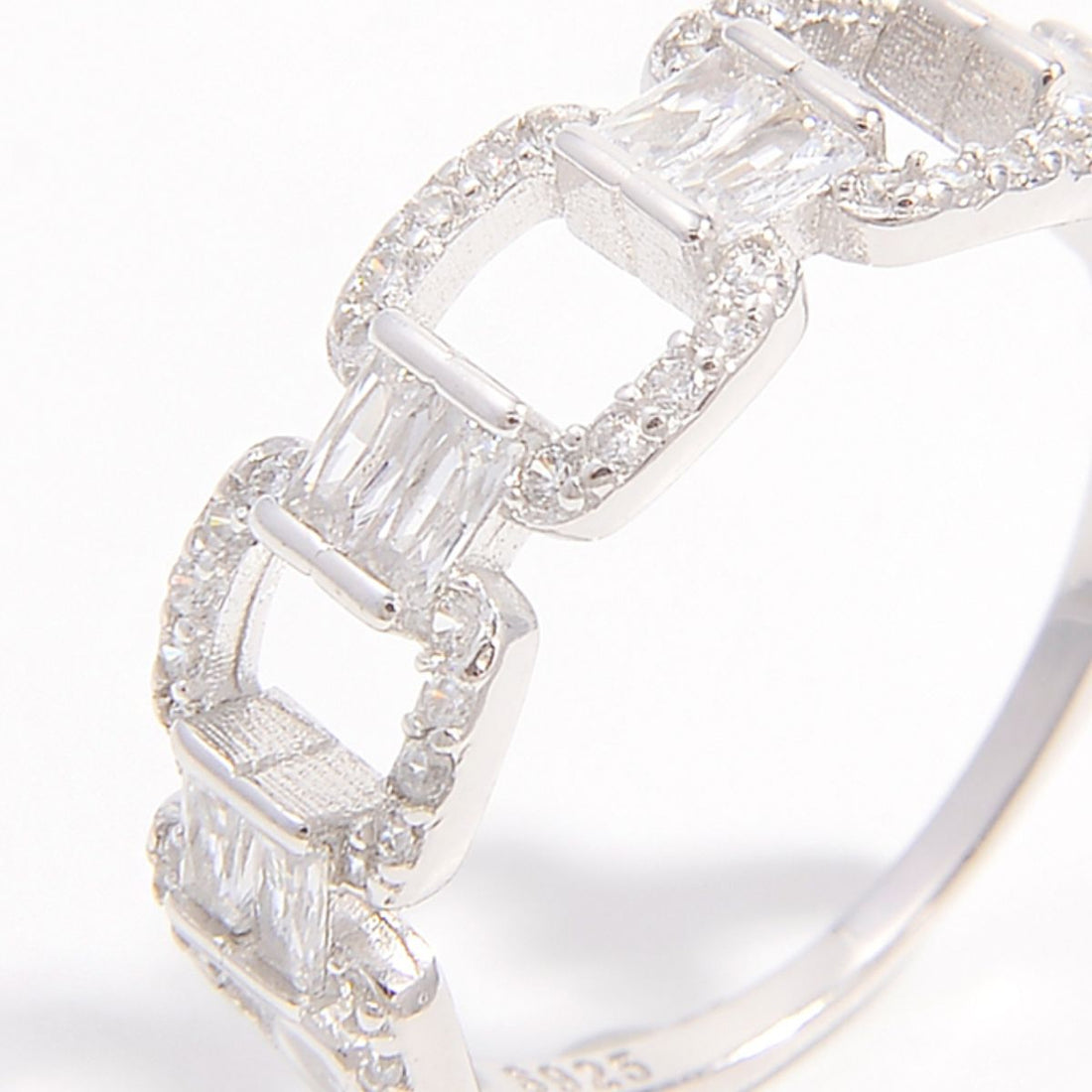 925 Sterling Silver Zircon Cutout Ring 
