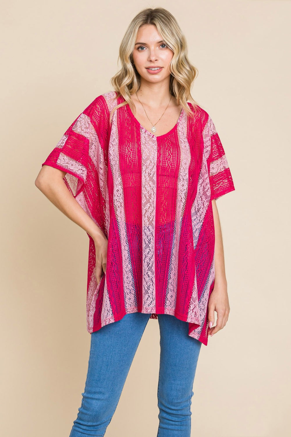 Cotton Bleu by Nu Label V Neck Drop Shoulder Oversize Top 