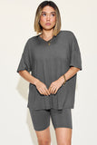 Basic Bae Full Size V-Neck Drop Shoulder T-Shirt and Shorts Set 