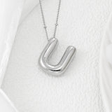 Copper Bubble Letter Pendant Necklace 