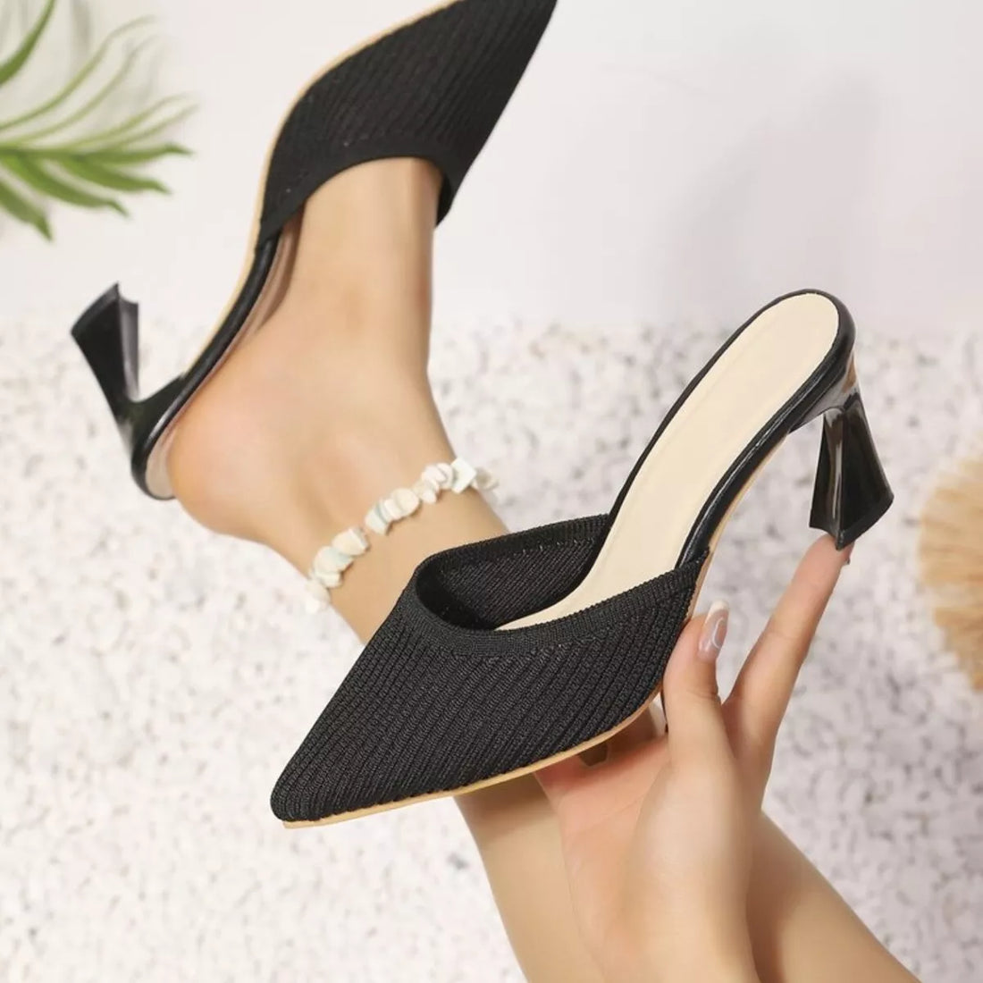 Point Toe Flare Heels Sandals 