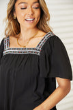 Honey Contrast Square Neck Puff Sleeve Blouse 