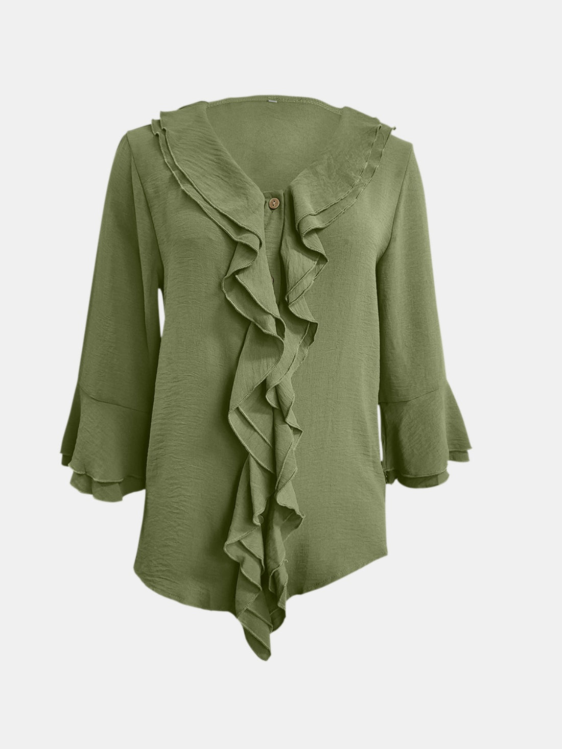 Full Size Ruffled V-Neck Flounce Sleeve Blouse 