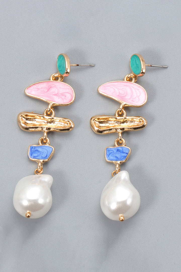 Abnormal Shape Zinc Alloy Synthetic Pearl Dangle Earrings 