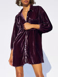 Collared Neck Button Down Long Sleeve Shirt 