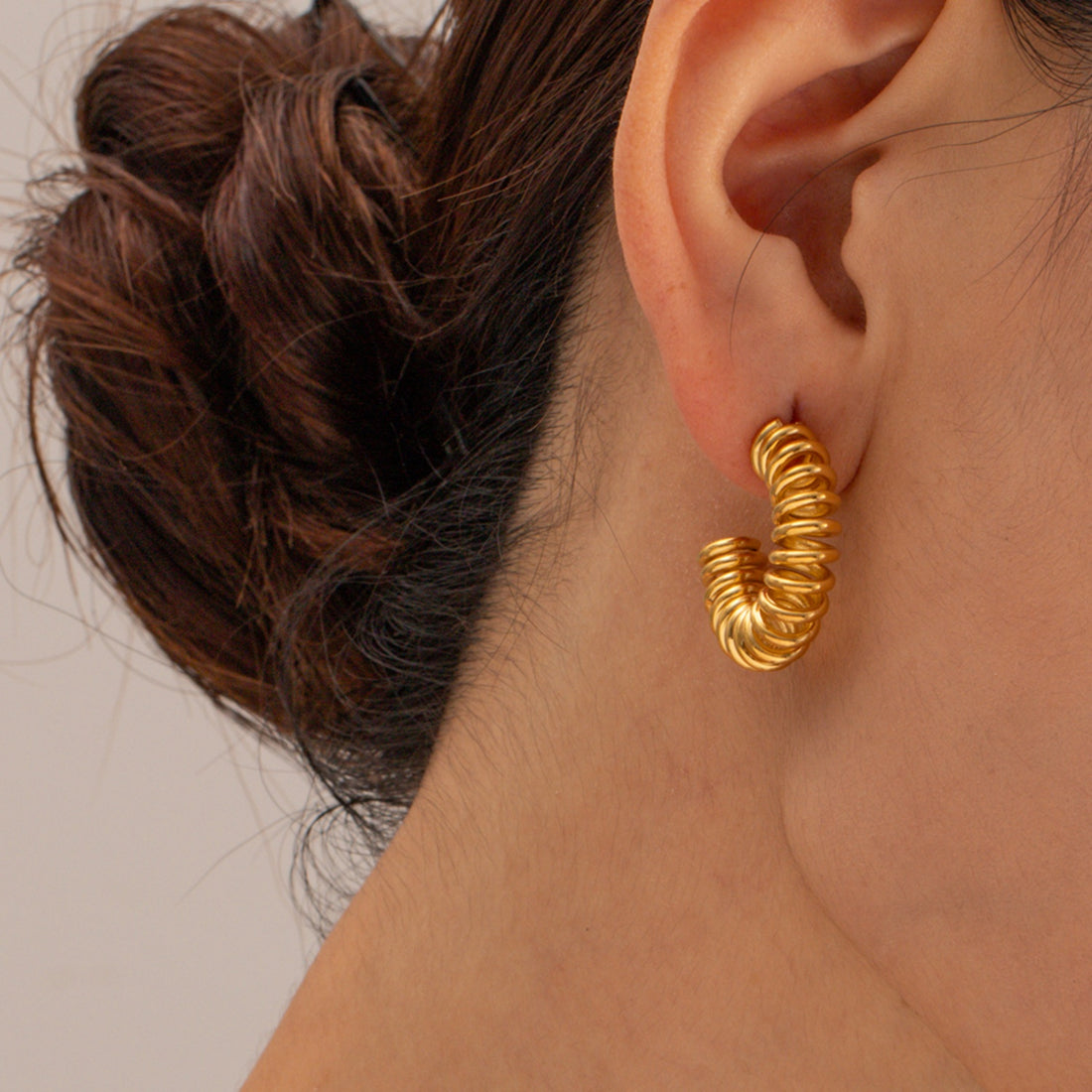 18K Gold-Plated Stainless Steel C-Hoop Earrings 