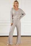 Ribbed V-Neck Top and Pants Lounge Set Lingerie & Nightwear