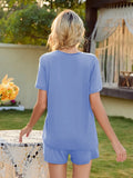 V-Neck Short Sleeve Top and Pocketed Shorts Lounge Set Lingerie & Nightwear