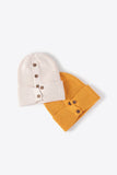 Button Detail Rib-Knit Cuff Beanie 