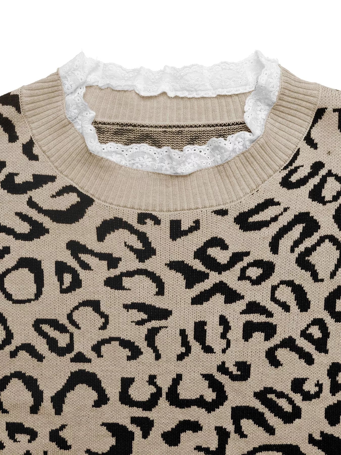 Frill Leopard Long Sleeve Sweater 