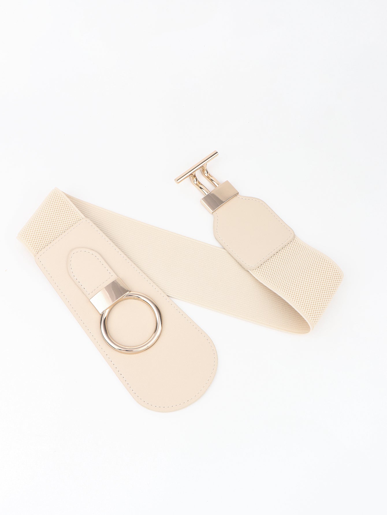 PU Elastic Wide Belt with Alloy Buckle 