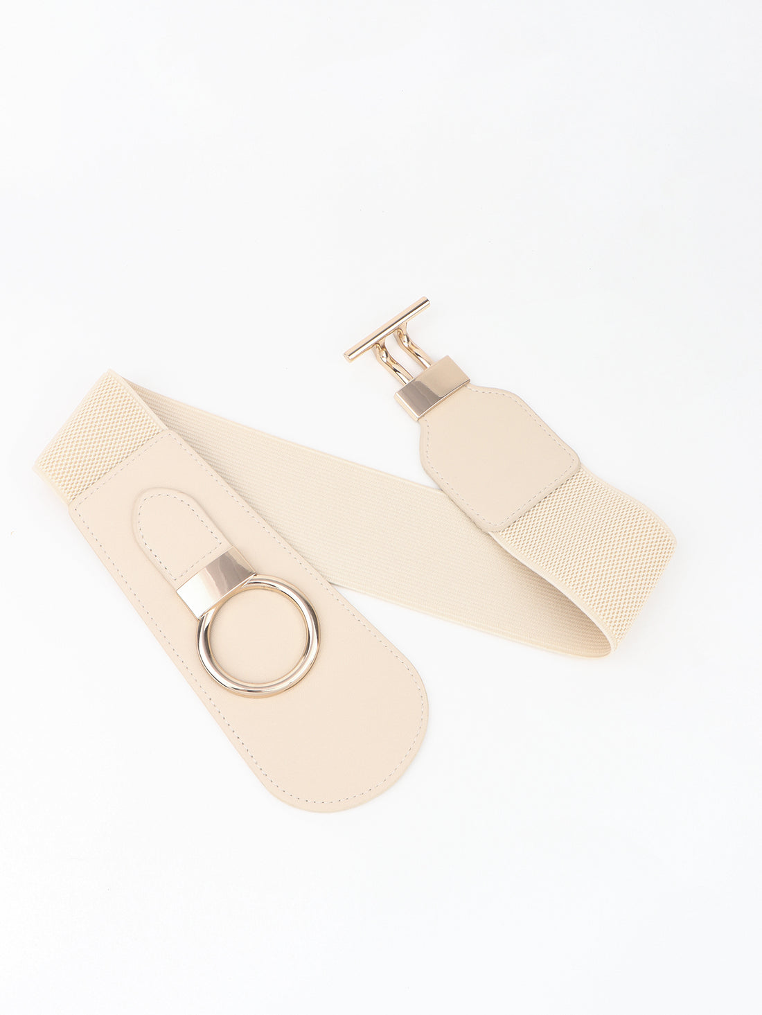 PU Elastic Wide Belt with Alloy Buckle 