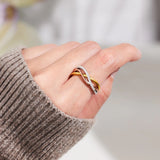 Crisscross Gold-Plated 925 Sterling Silver Ring 