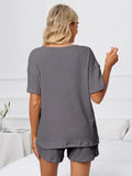 Notched Short Sleeve and Shorts Lounge Set Lingerie & Nightwear