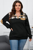 Plus Size Waffle-Knit Collared Neck Sweatshirt 