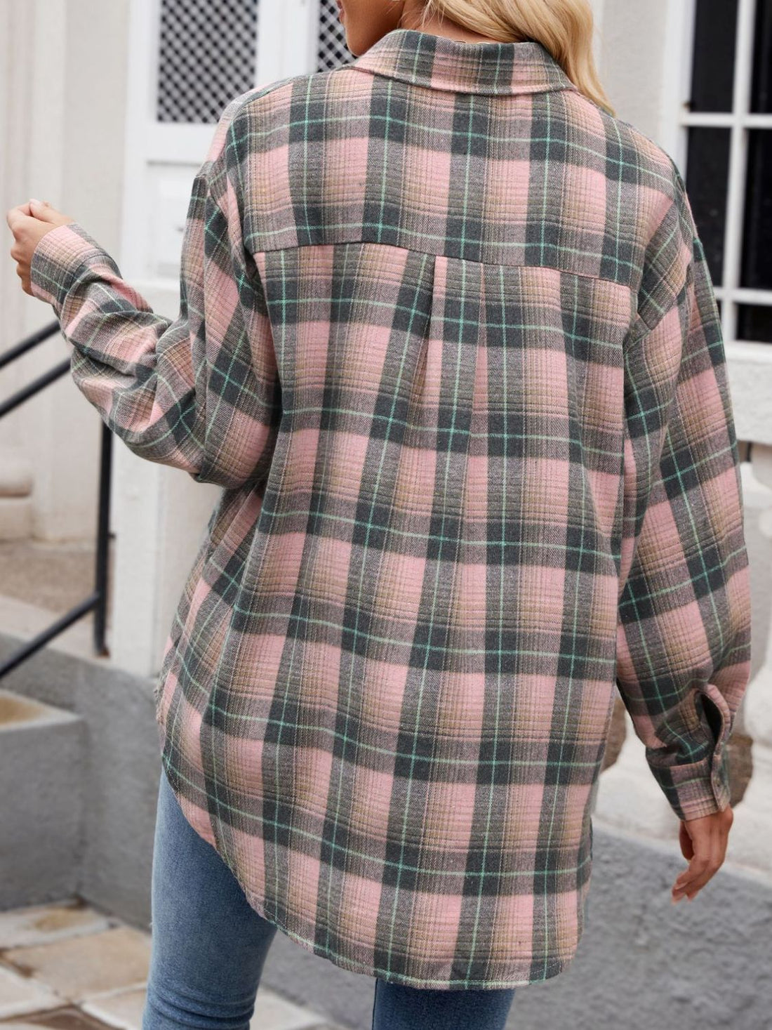 Mandy Plaid Collared Neck Long Sleeve Shirt 