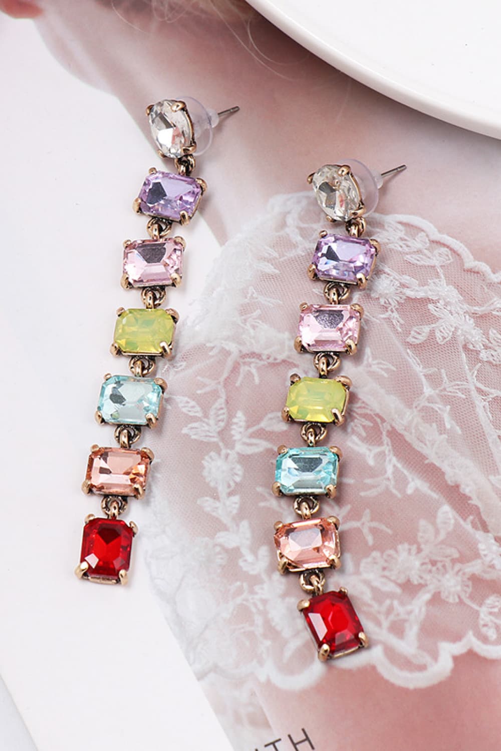 Geometrical Shape Resin Dangle Earrings 