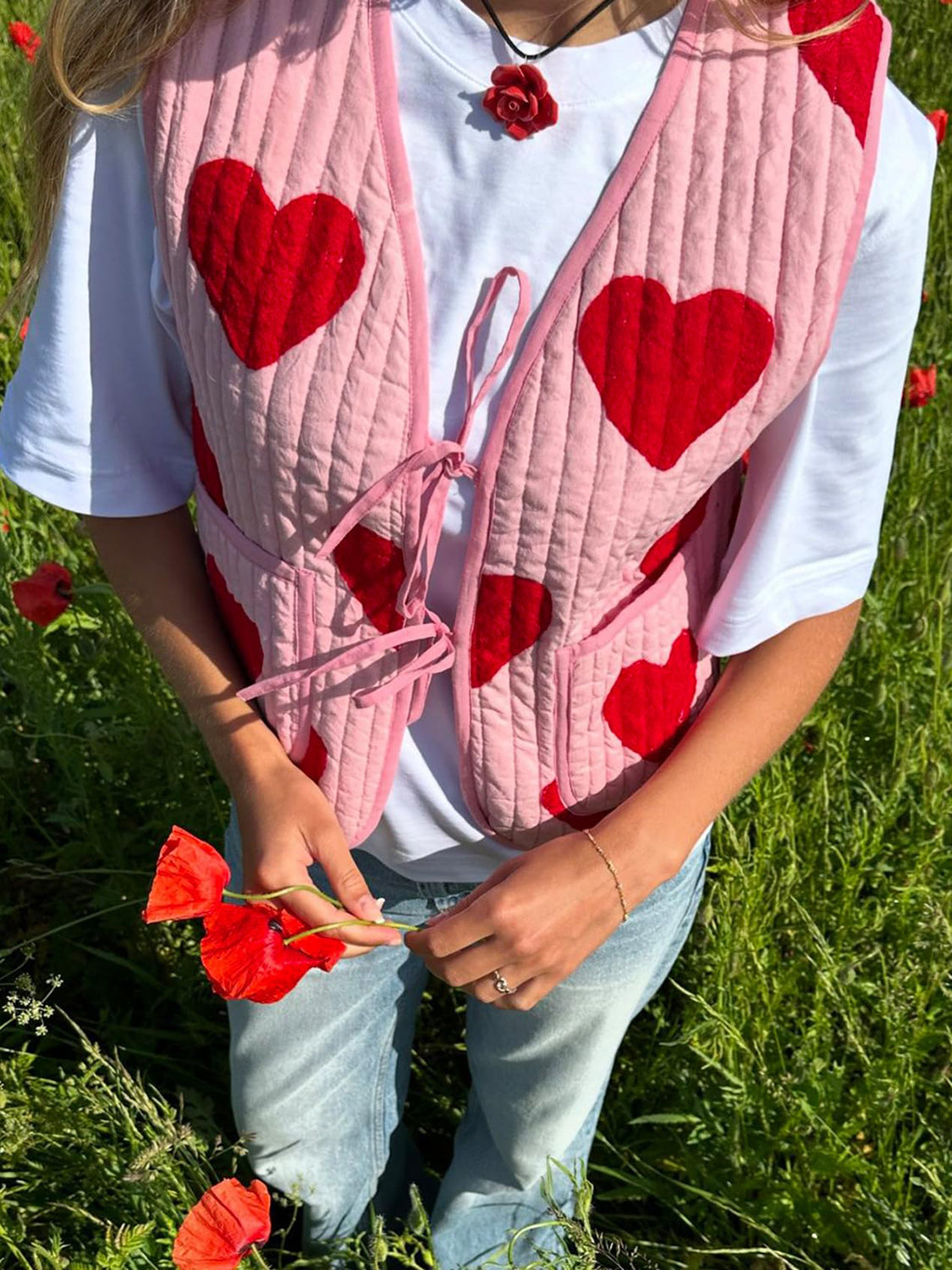 Tied Heart Vest with Pockets 