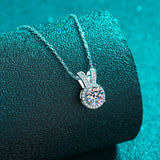 1 Carat Moissanite Rabbit Ears Shape Pendant Necklace 