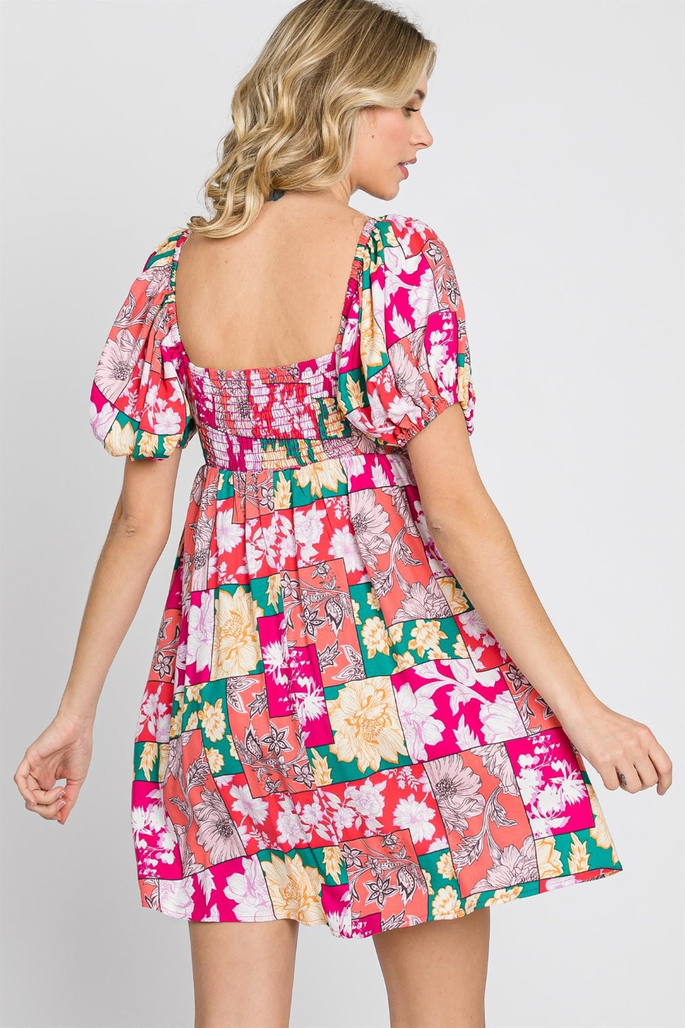 GeeGee Floral Ruff Sleeve Mini Dress 