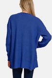 Zenana Waffle Open Front Sweater Cardigan 