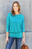 Basic Bae Full Size Round Neck Batwing Sleeve Top 