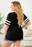 Plus Size Striped V-Neck Tee Shirt 
