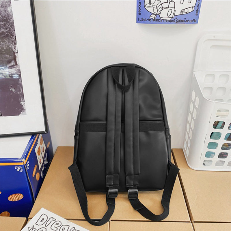 PU Leather Zip Backpack Bag 