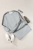 Side Striped Round Neck Top and Pants Active Set 