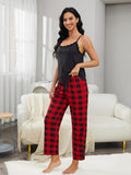 Lace Trim Cami and Plaid Pants Lounge Set Lingerie & Nightwear