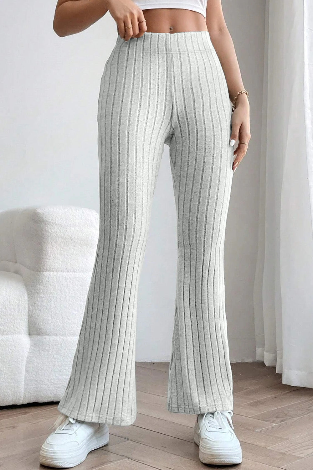 Basic Bae Full Size Ribbed High Waist Flare Pants 