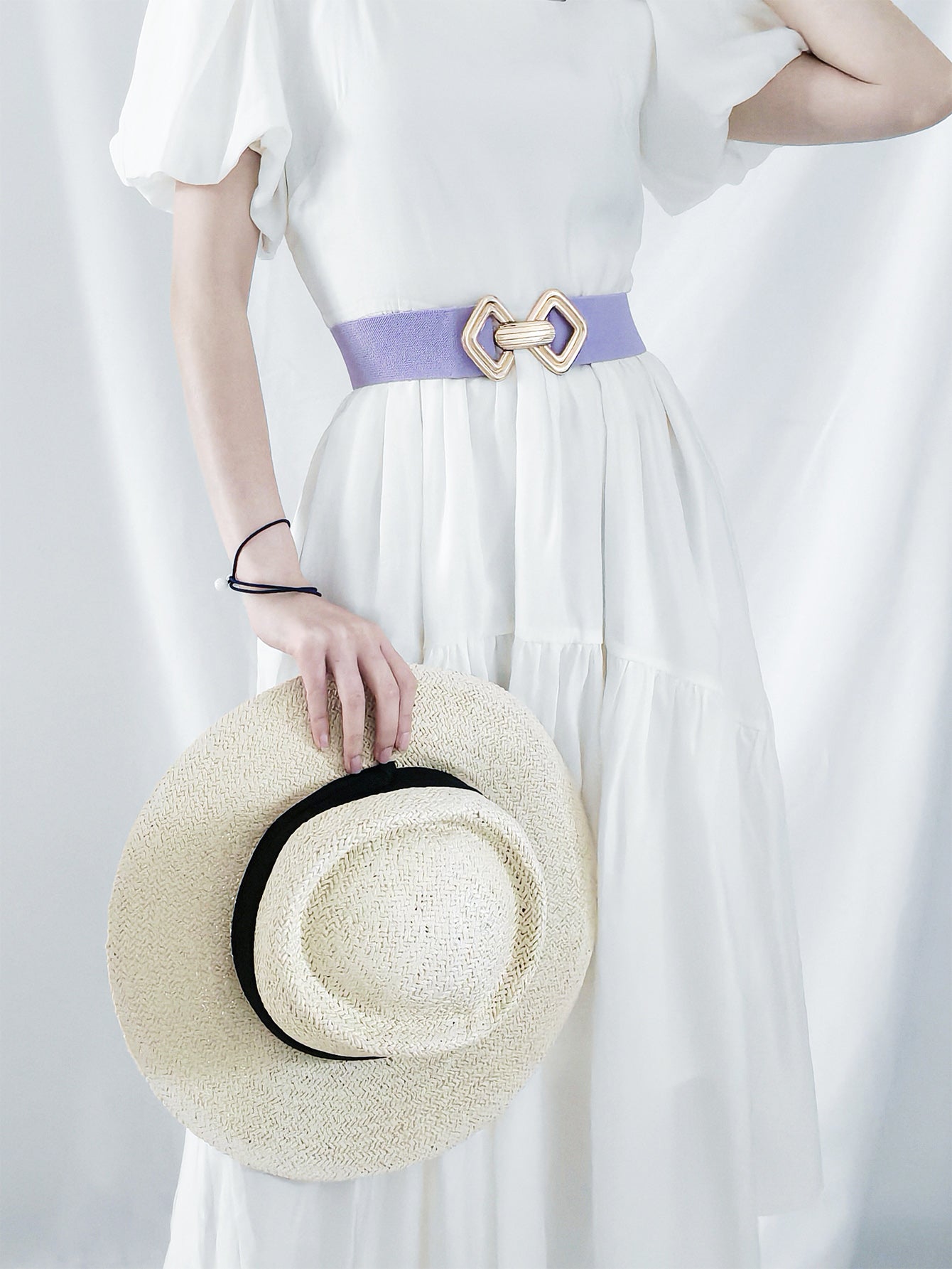 Geometric Buckle Elastic Wide Belt 