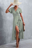 Floral Surplice Neck Tied Midi Dress Dresses