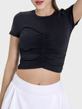 Millennia Ruched Round Neck Short Sleeve Active T-Shirt 