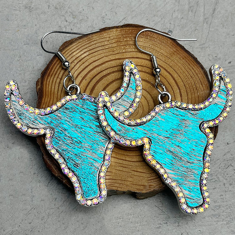 Rhinestone Bull Earrings 