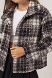 HYFVE Plaid Collared Neck Boucle Jacket with Pockets 