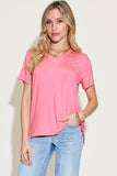 Basic Bae Full Size V-Neck High-Low T-Shirt 