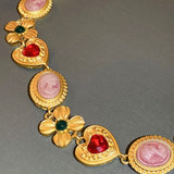 Copper Inlaid Rhinestone Necklace 