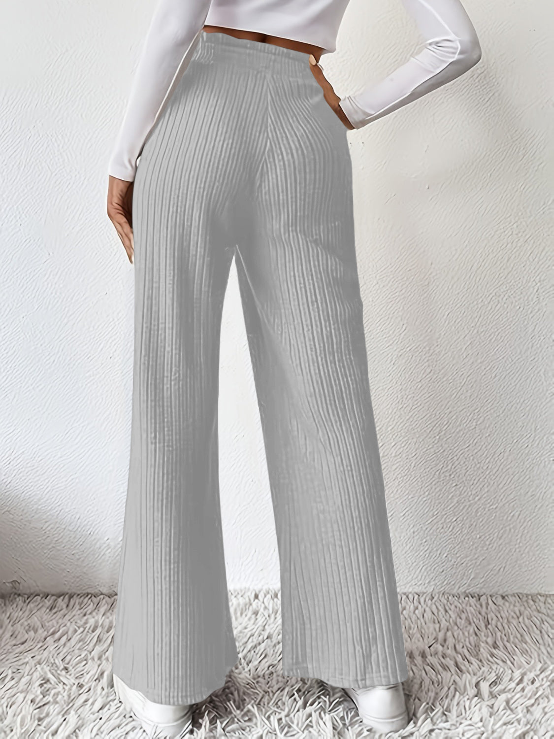 Ribbed High Waist Pants Flares