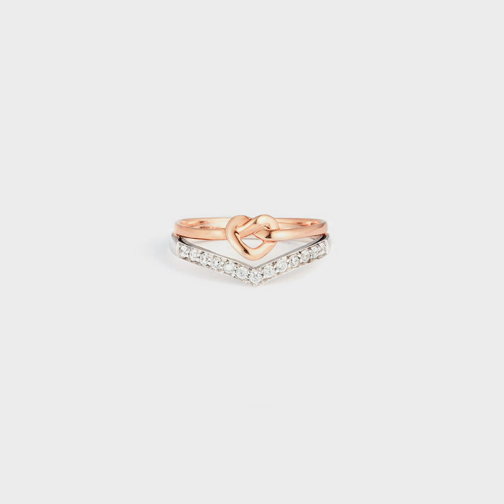 Knotted Heart Shape Inlaid Zircon Ring 