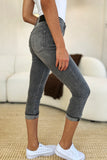 Judy Blue Full Size Button Fly High Waist Cuffed Capris 