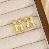 18K Gold-Plated Bubble Letter Stud Earrings 