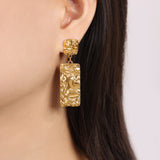 Titanium Steel Textured Geometric Earrings 