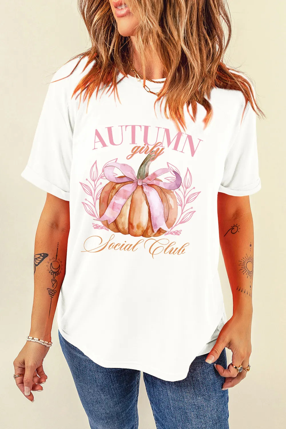 Pumpkin Graphic Round Neck Short Sleeve T-Shirt 