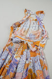 Tied Printed Grecian Sleeveless Maxi Dress Dresses