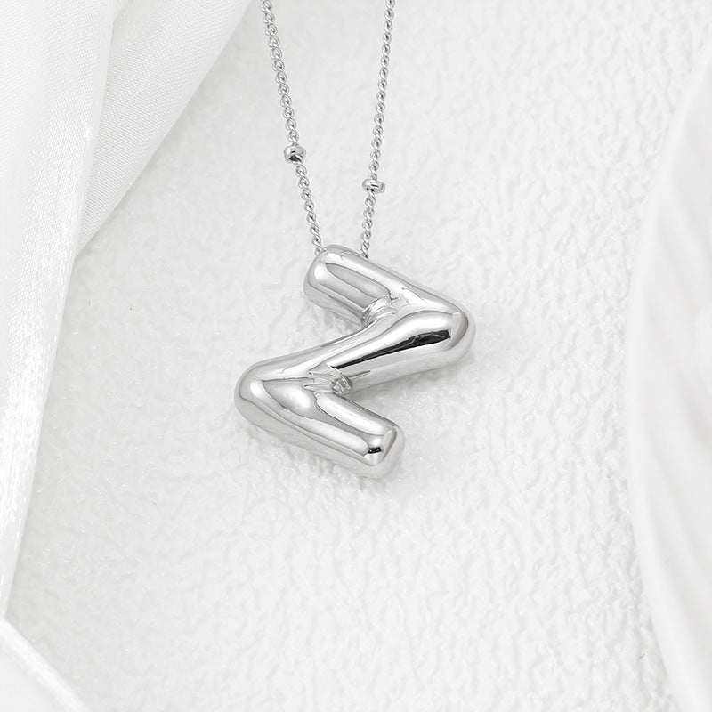 Copper Bubble Letter Pendant Necklace 